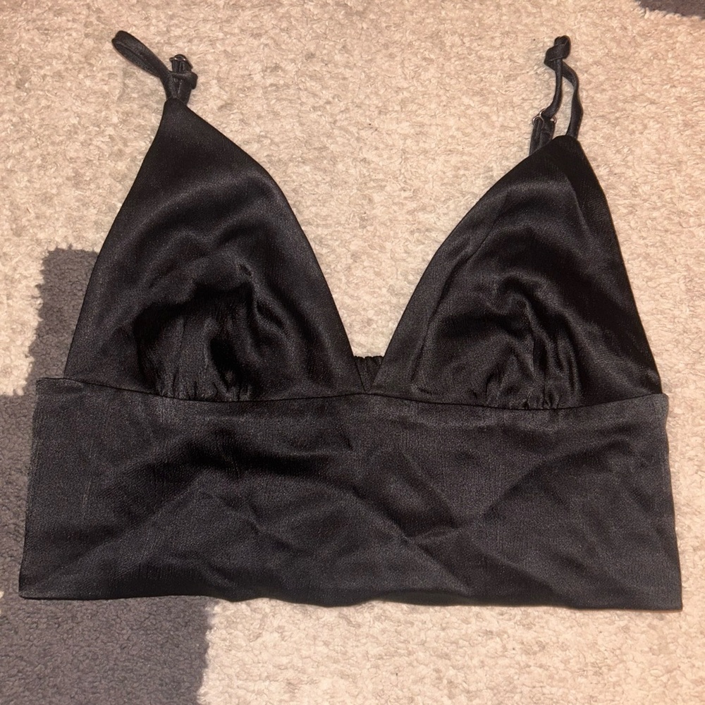 Zara black size small black silk bralette.